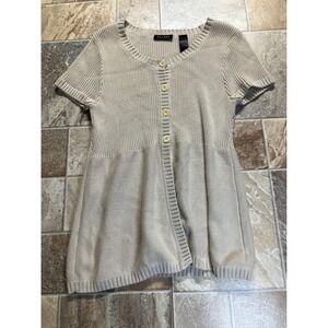 Axcess by Liz Claiborne Tan Cotton Short Sleeve Button Front Knit Tunic XL